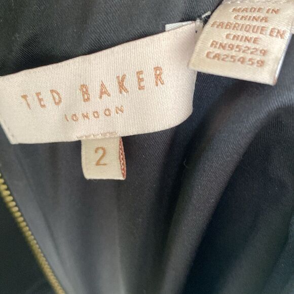 Ted Baker Wrenti Black Bodycon Long Sleeve Cocktail Dress w Exposed Back Zipper - Picture 10 of 13